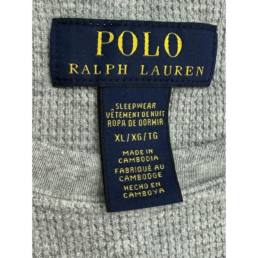 Polo Ralph Lauren Men's 2 Piece Sleepwear Set XL Black Pants w/ Gray Waffle Top